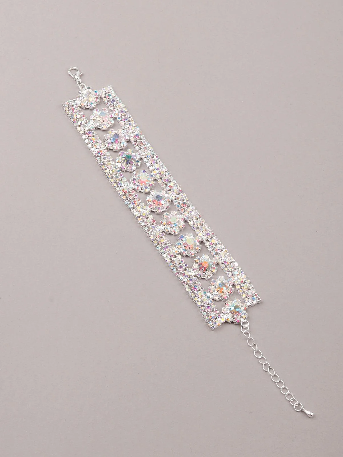 Odette Women Diamante Chrome Effect Gorgeous Statement Bracelet - Image 4