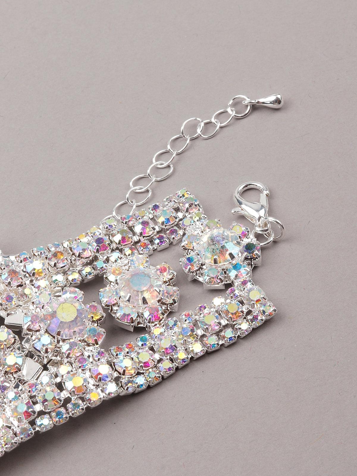 Odette Women Diamante Chrome Effect Gorgeous Statement Bracelet - Image 6