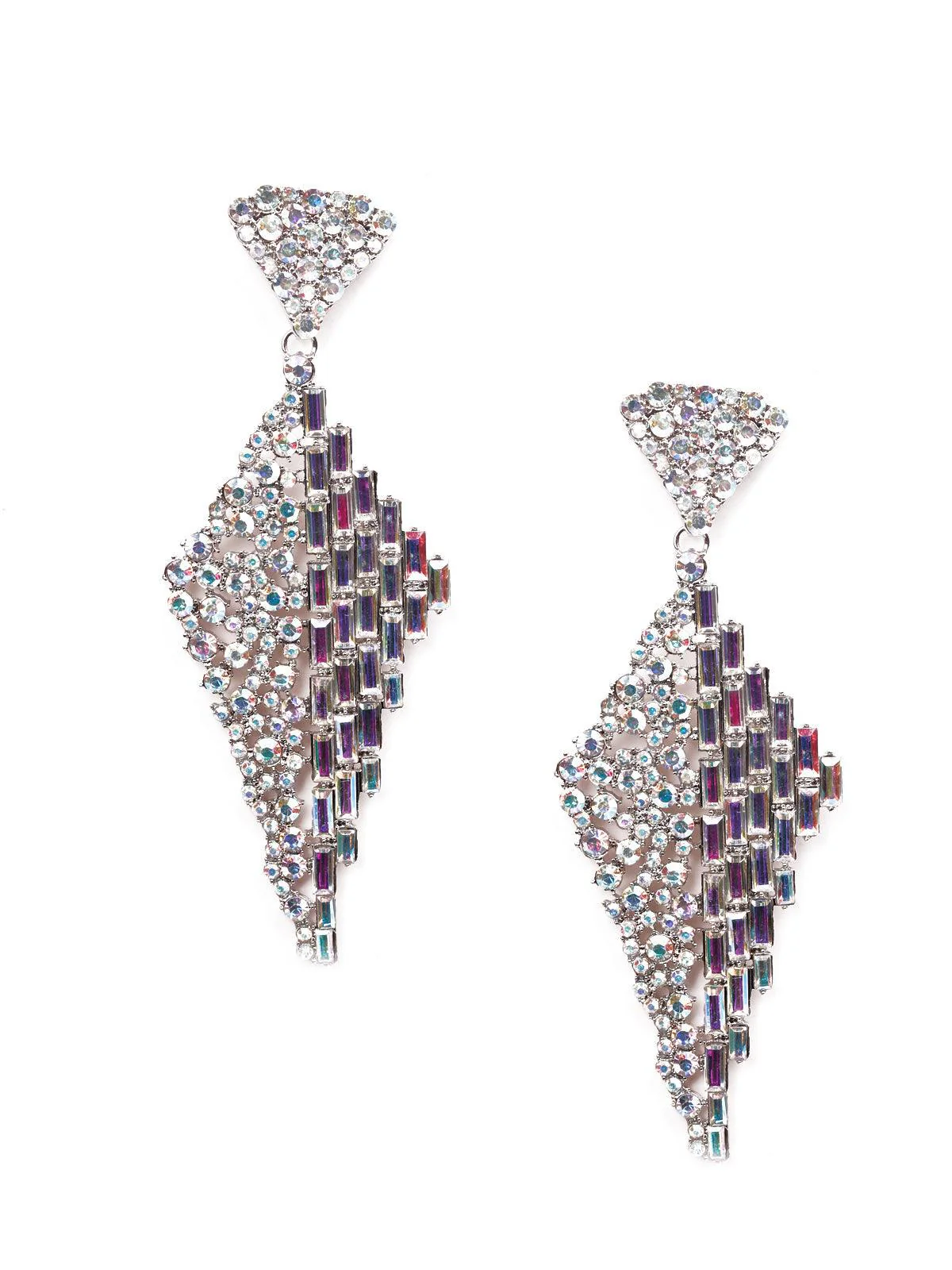 Odette Women Silver Diamond Metal Earrings - Image 3