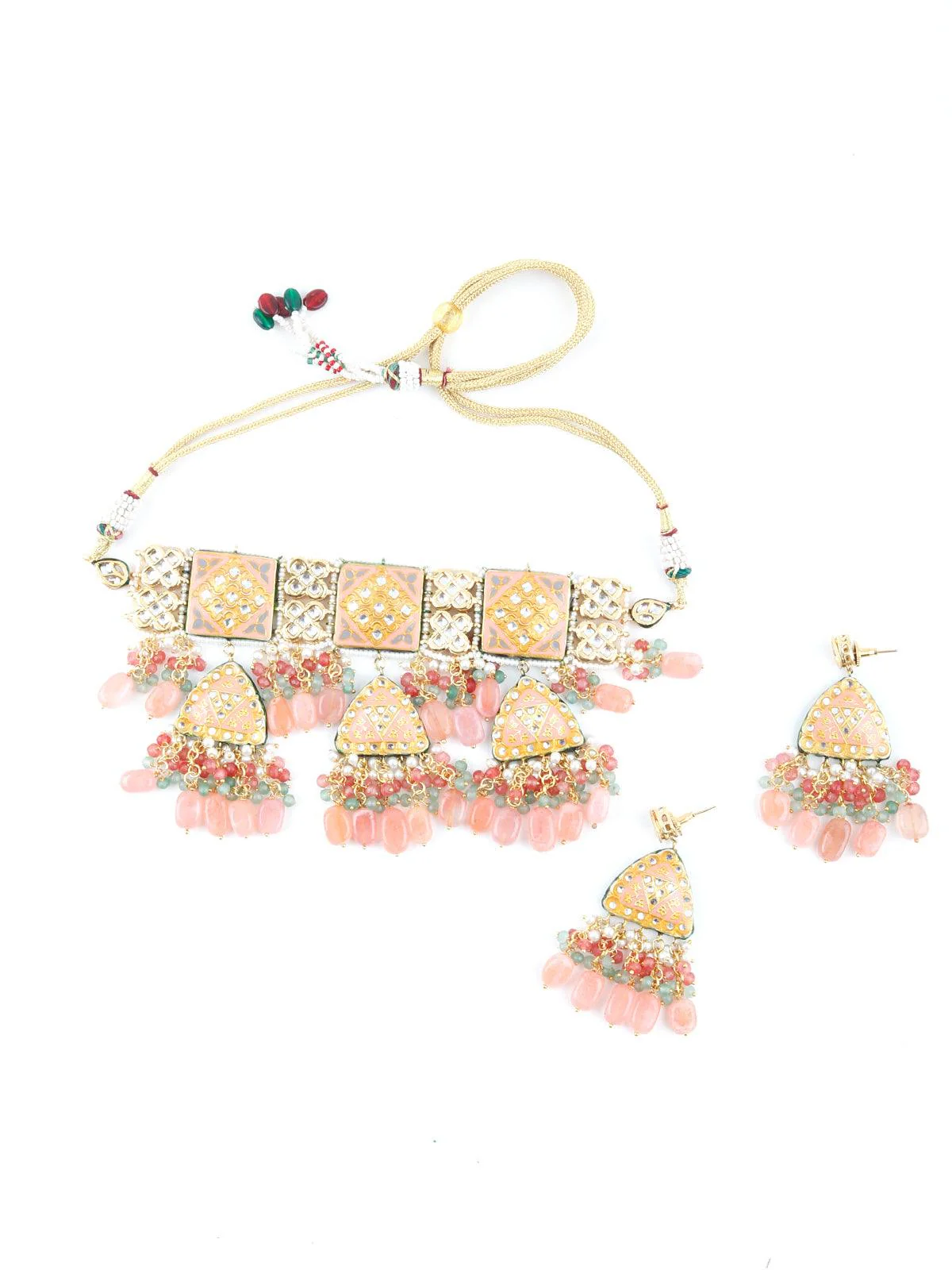 Odette Women Diva Coral Choker Necklace Set - Image 3
