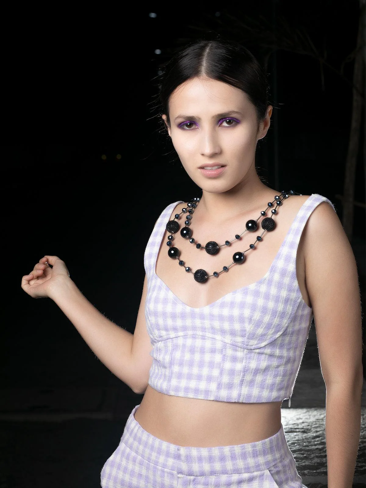Odette Women Navy Bkue Beads Necklace - Image 2