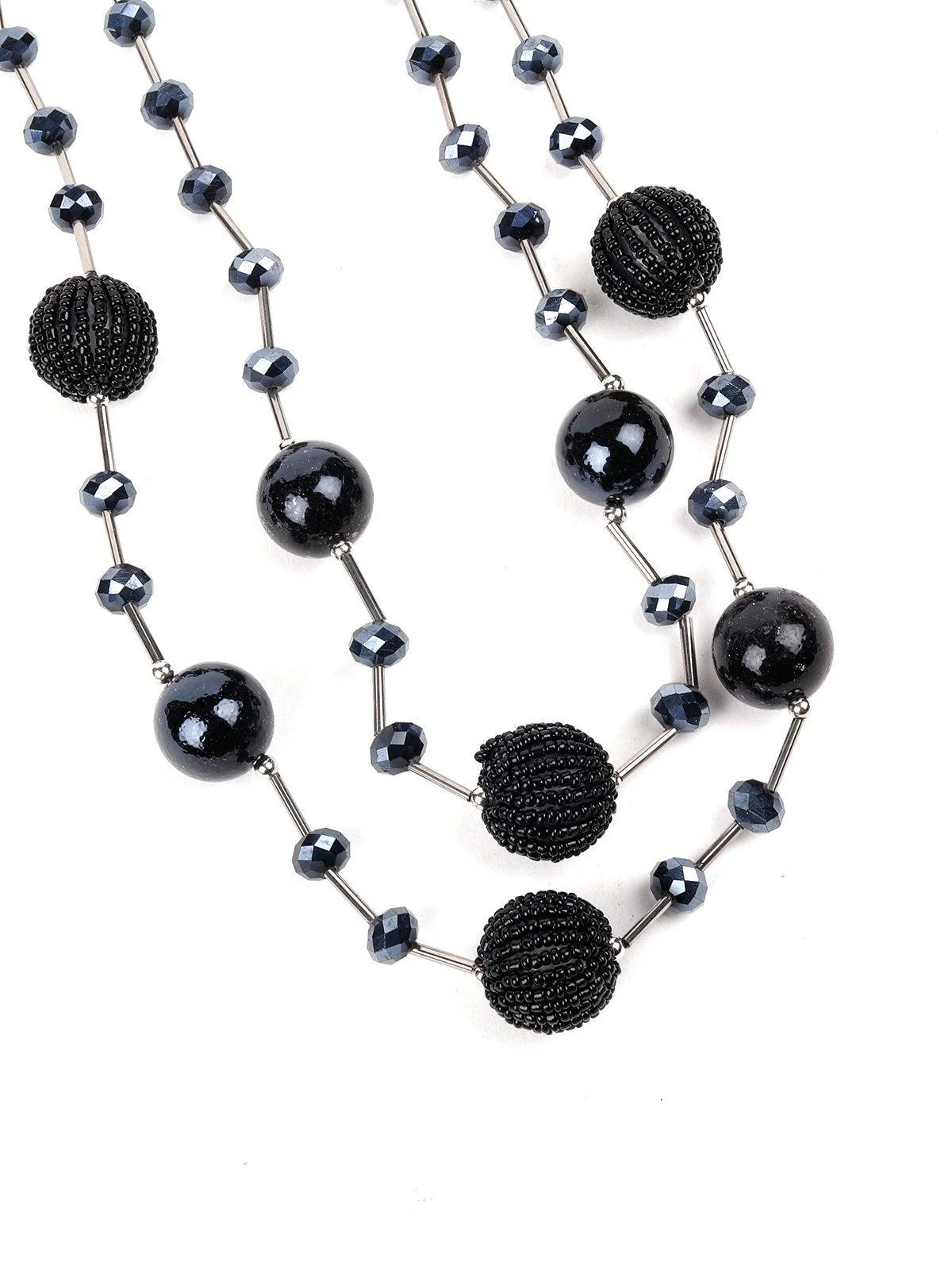Odette Women Navy Bkue Beads Necklace - Image 6