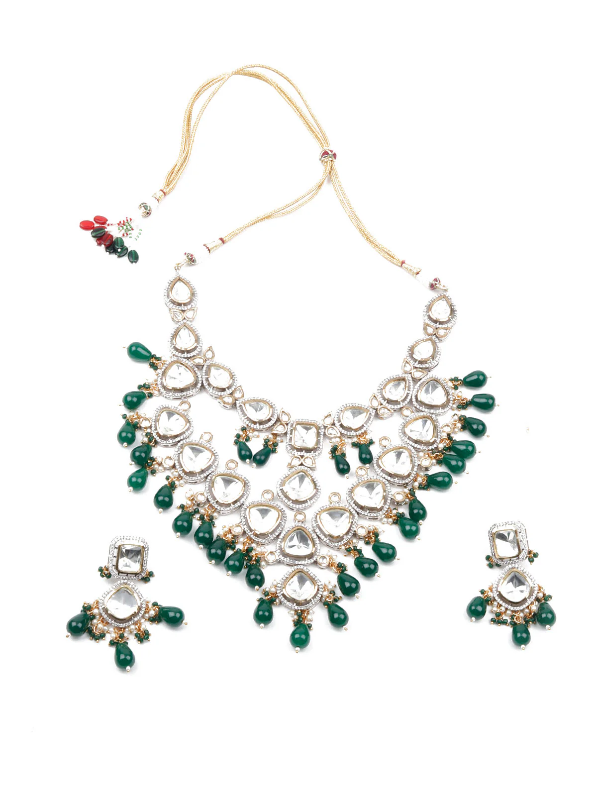 Odette Women Double Layered Bridal Long Necklace Set - Image 3