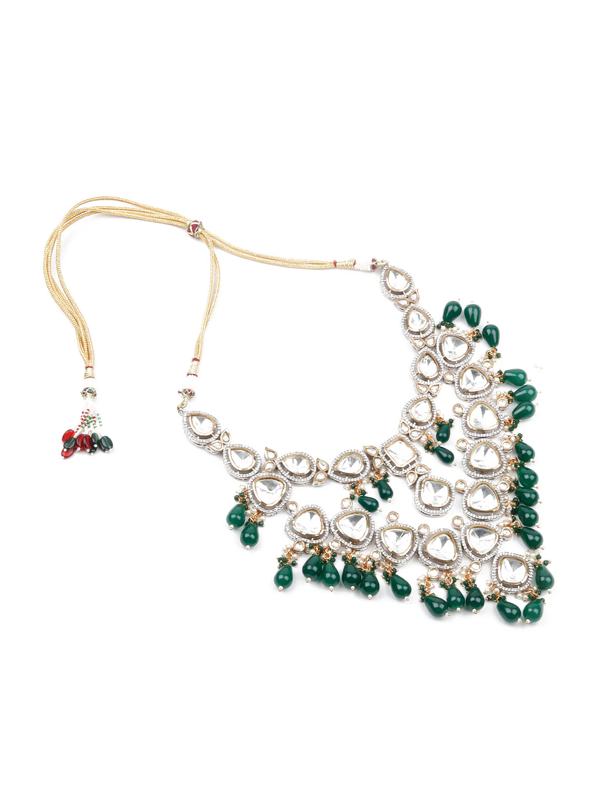 Odette Women Double Layered Bridal Long Necklace Set - Image 4