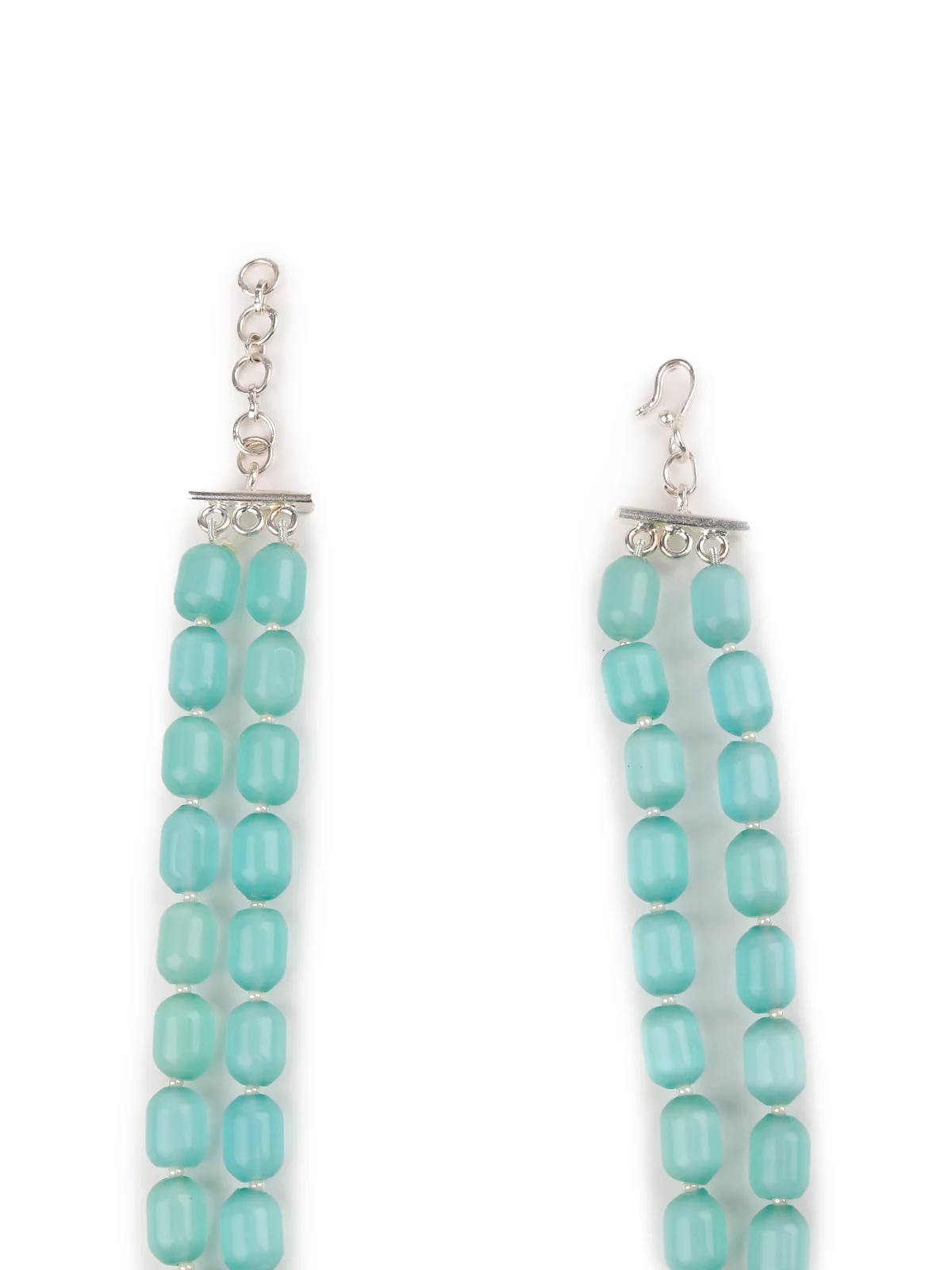 Odette Women Double Layered Sea Green Ad Grey Bead Neck Piece - Image 4