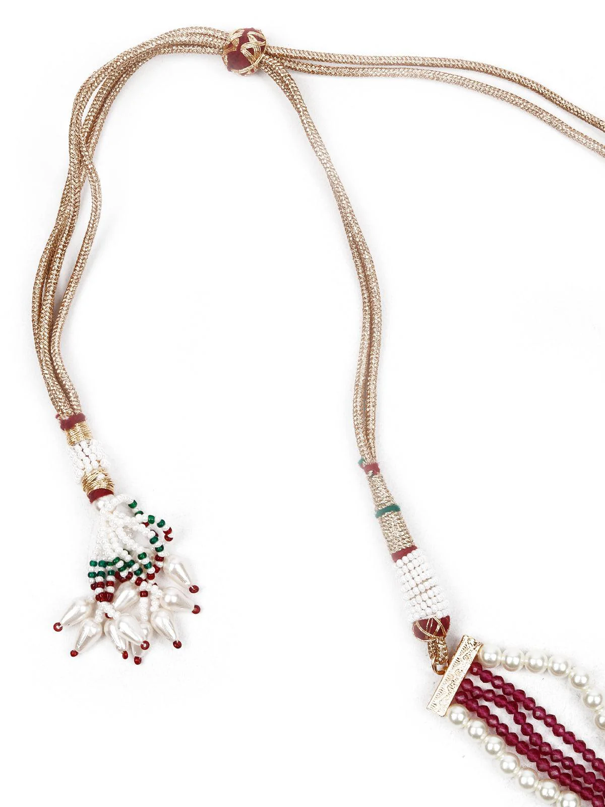 Odette Women Double Sided Pearl And Kundan Necklace Set - Image 6