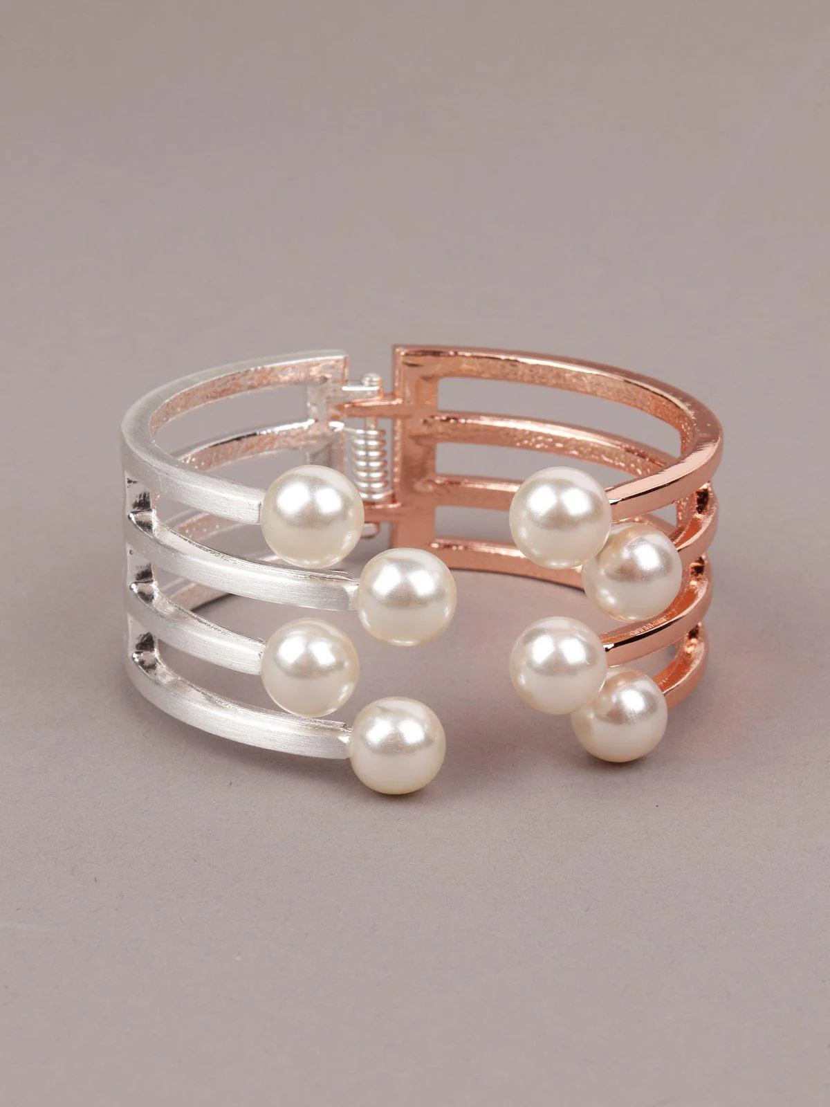 Odette Women Silver And Gold Pearl Bracelet - Image 5