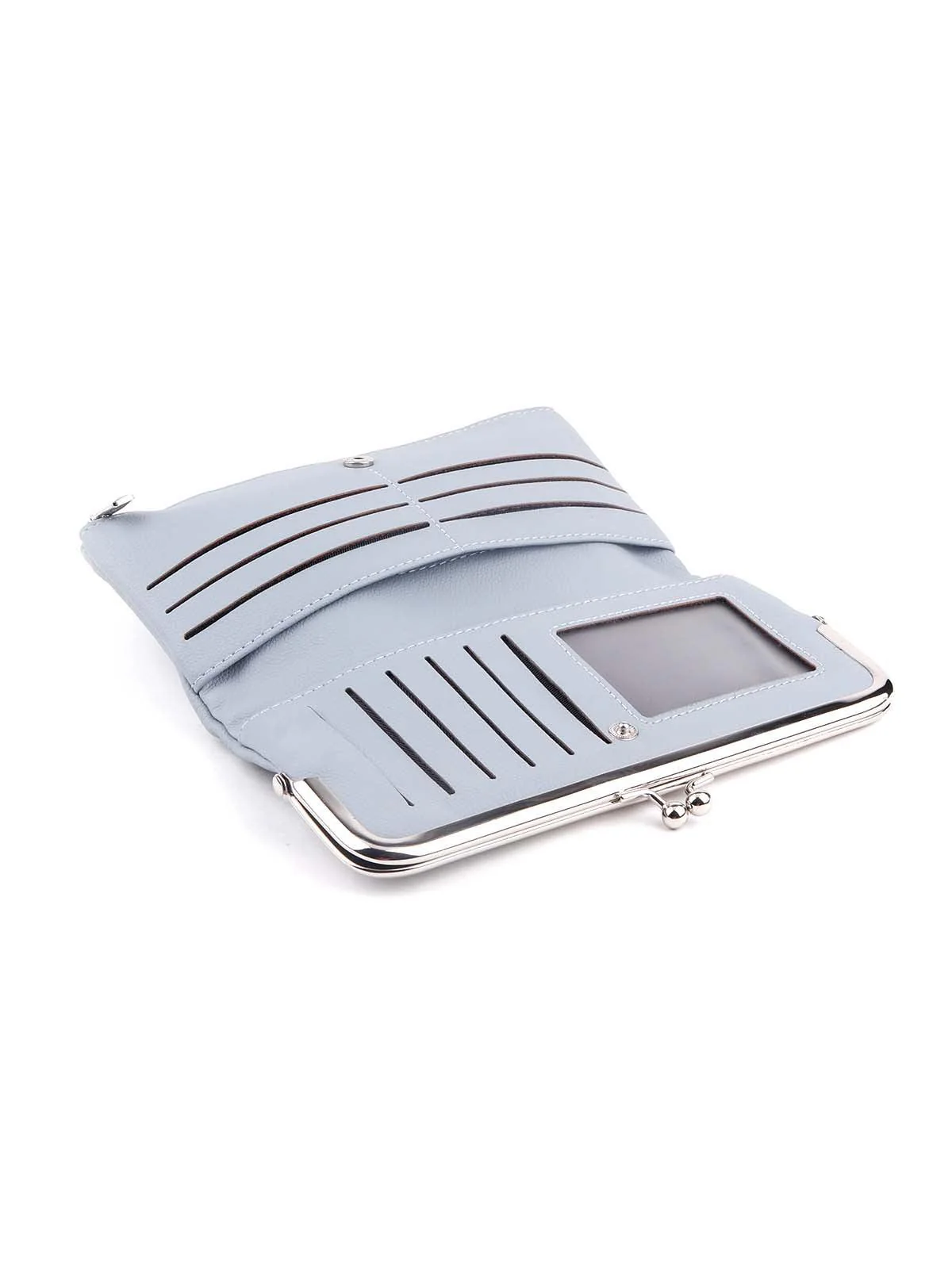 Odette Dusk Blue Smooth Textured Wallet For Women - Image 6