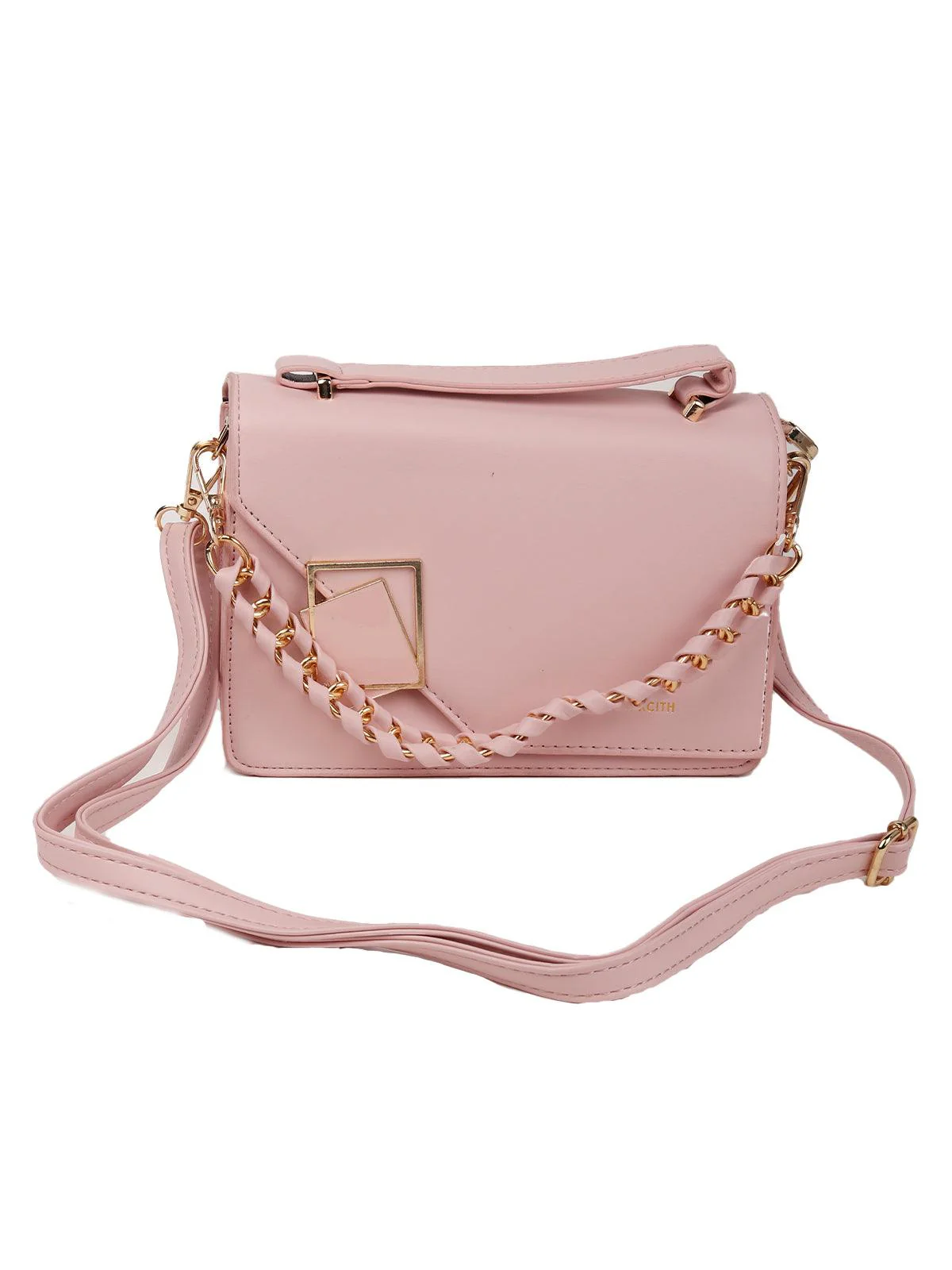 Odette Women Pink Smooth Sling Bag - Image 3