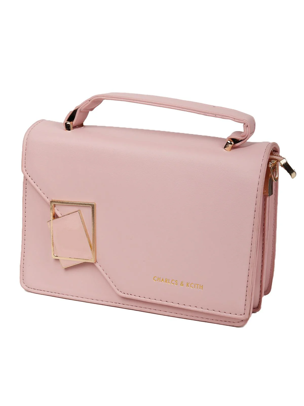 Odette Women Pink Smooth Sling Bag - Image 4