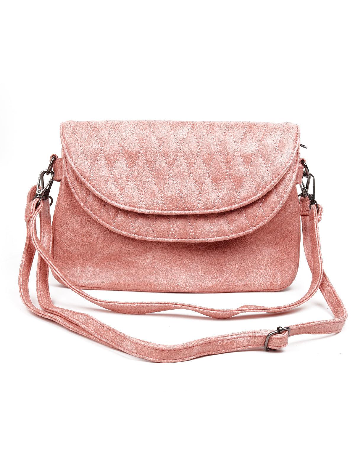 Odette Women Pink Metal Sling Bag - Image 3