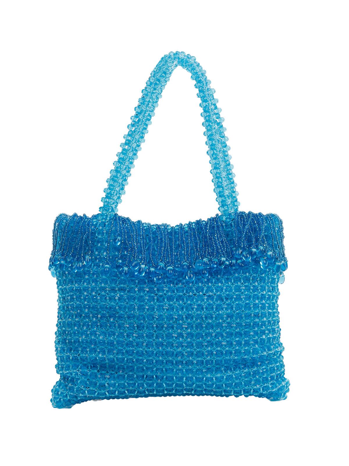 Odette Women Electric Blue Beaded Handbag - Image 5