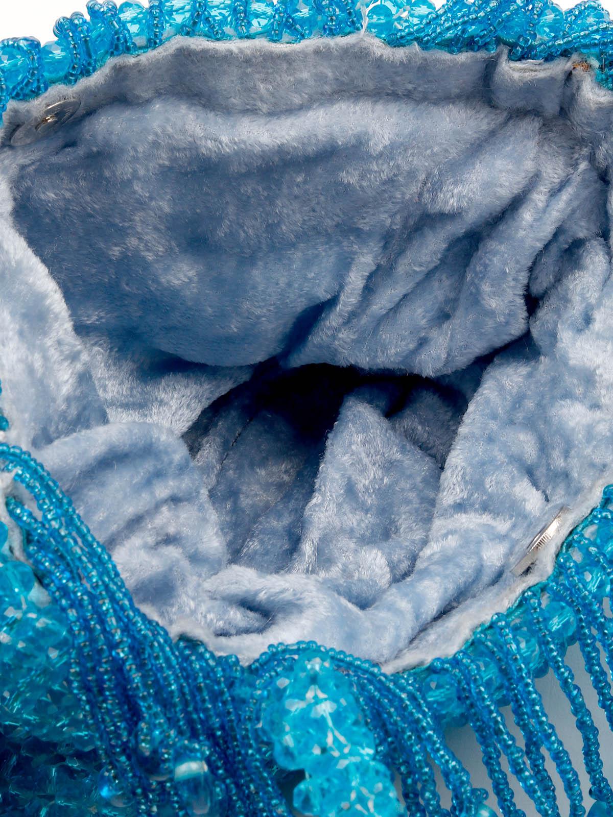 Odette Women Electric Blue Beaded Handbag - Image 6