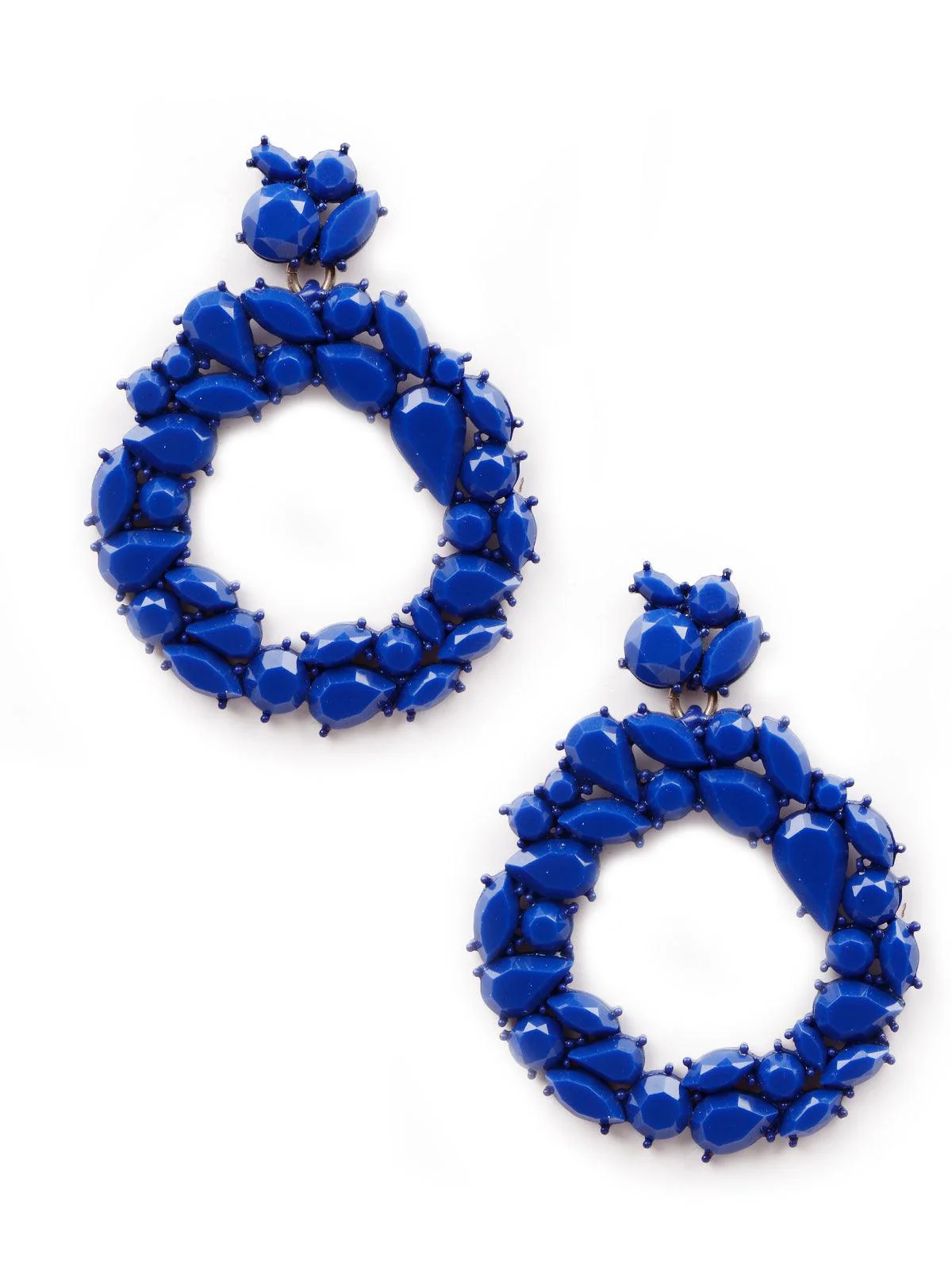 Odette Women Blue Metal Hoop Earrings - Image 3