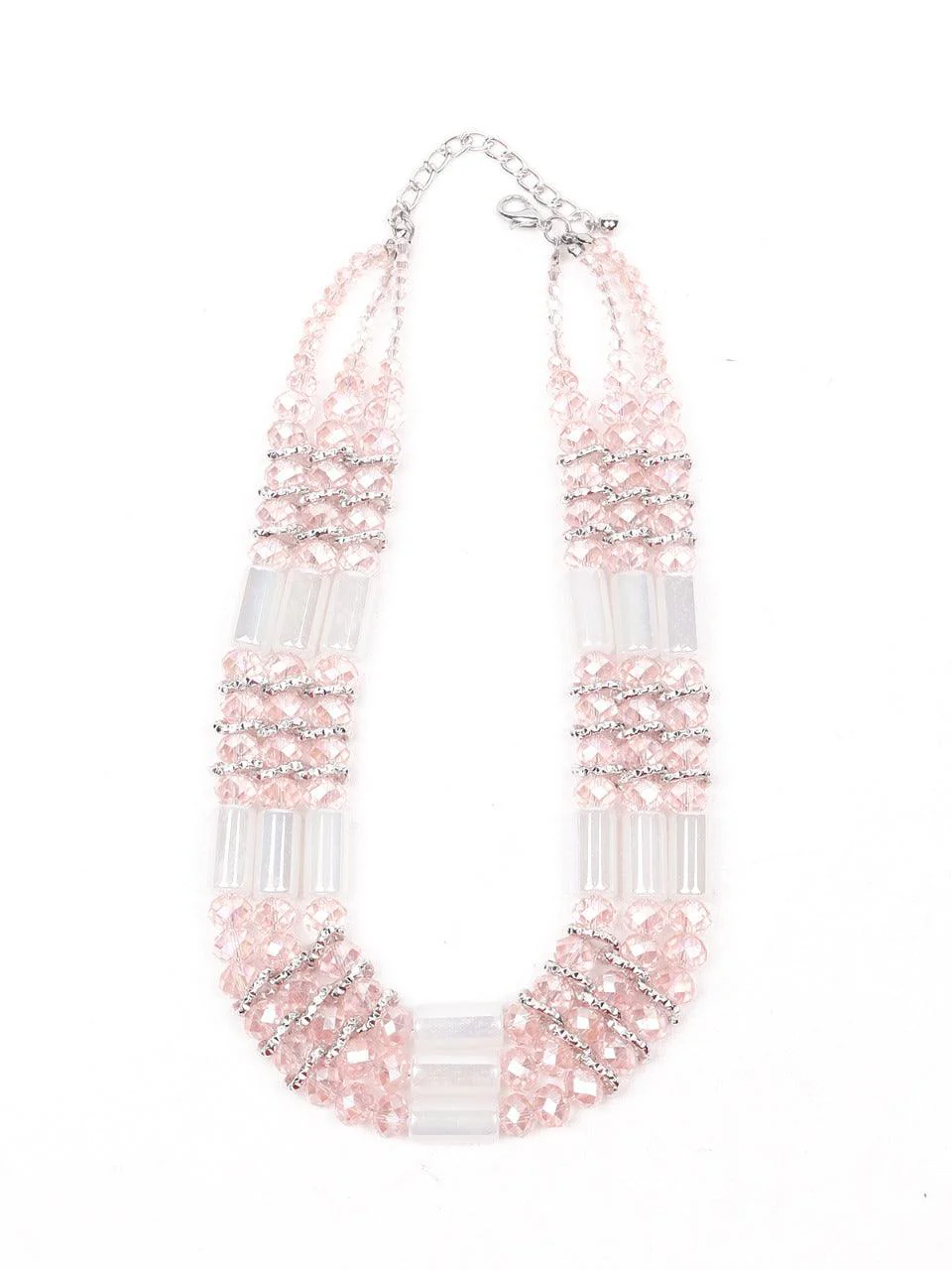 Odette Women Pink Layered Metal Necklace - Image 3