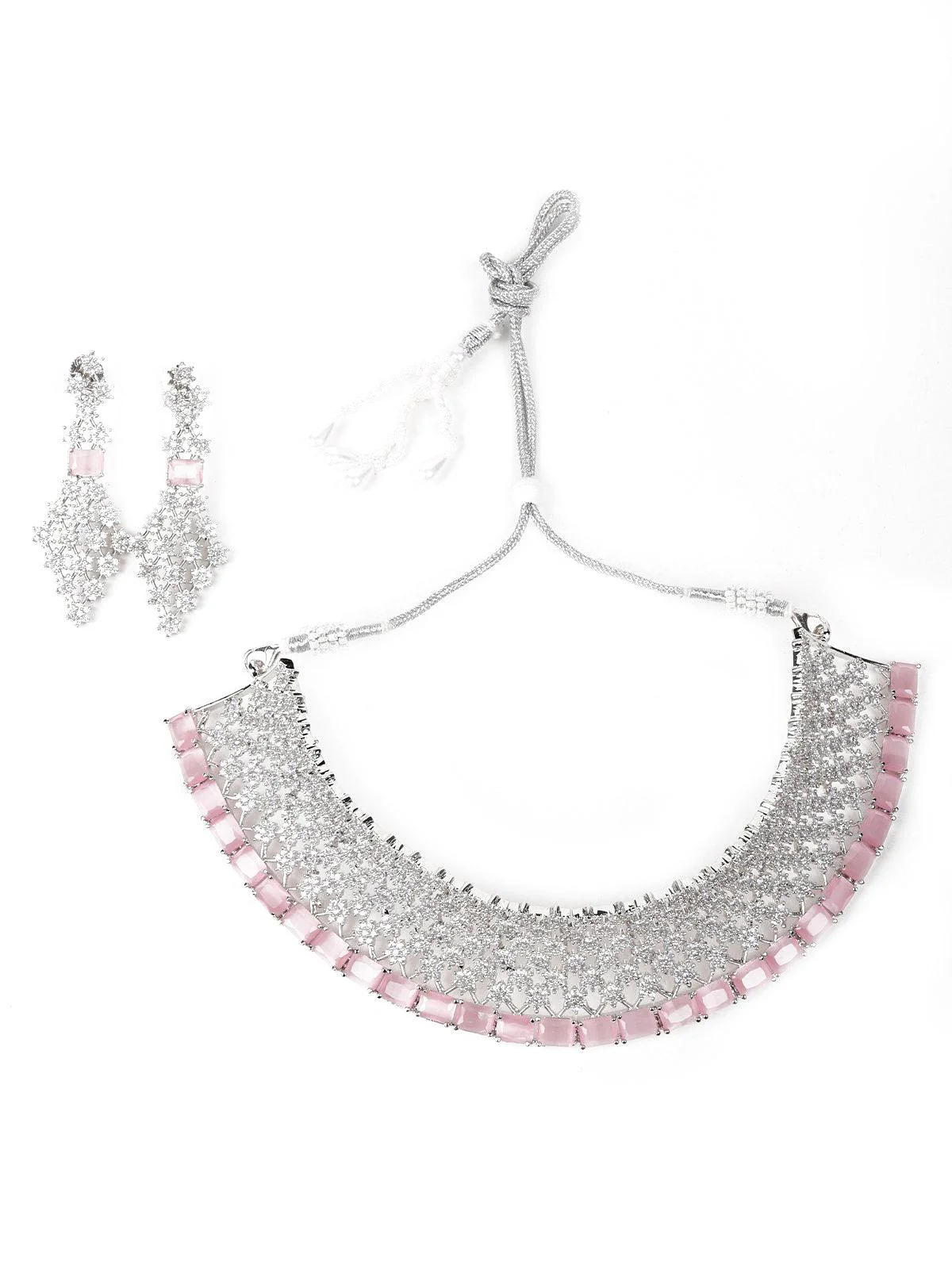 Odette Women Pink Metal Jewellery Set - Image 3