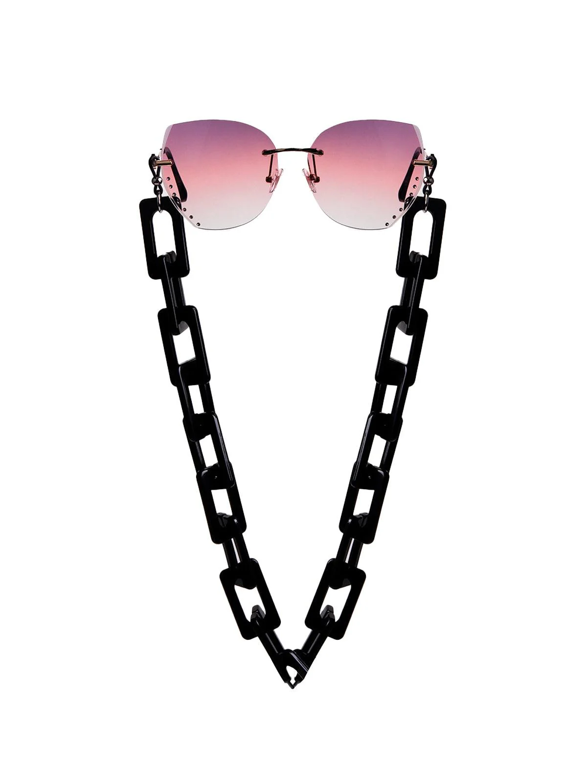 Odette Women Elegant Black Acrylic Trendy Sunglass Chain
