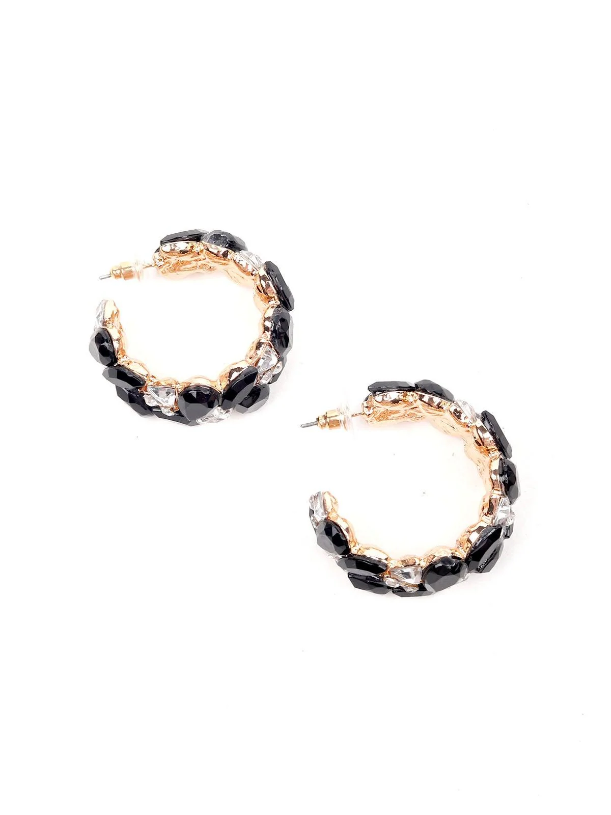 Odette Women Black Metal Rounded Earrings - Image 3