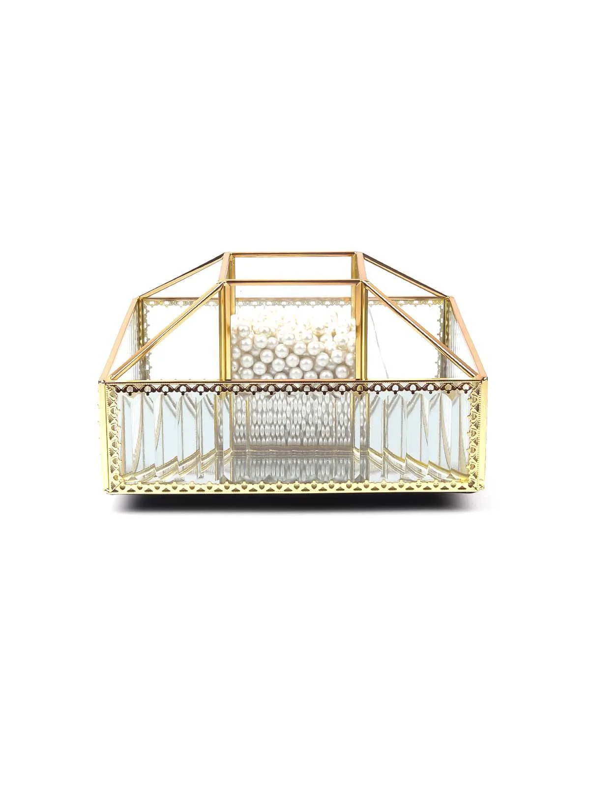 Odette Women Elegant Gold Silhouette Multipurpose Tray Comes With A Lid - Image 3