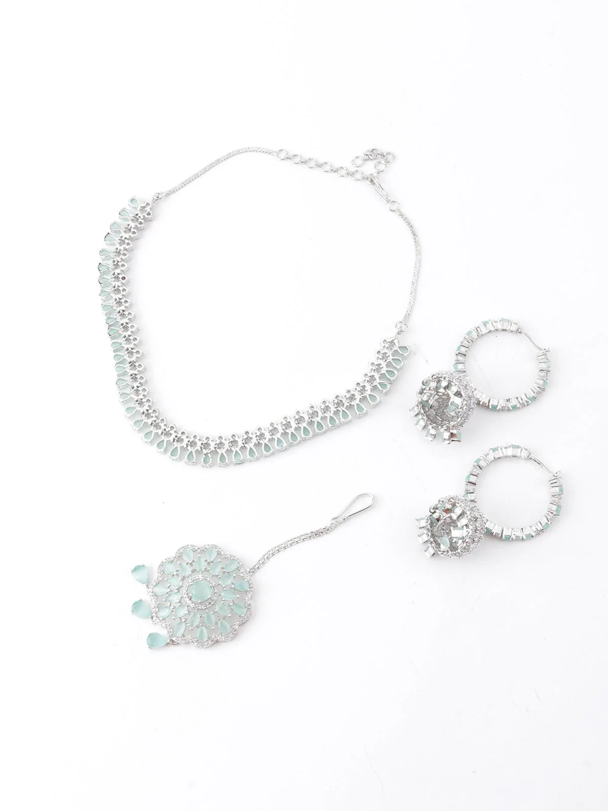 Odette Women Elegant Green Sober Necklace Set - Image 3