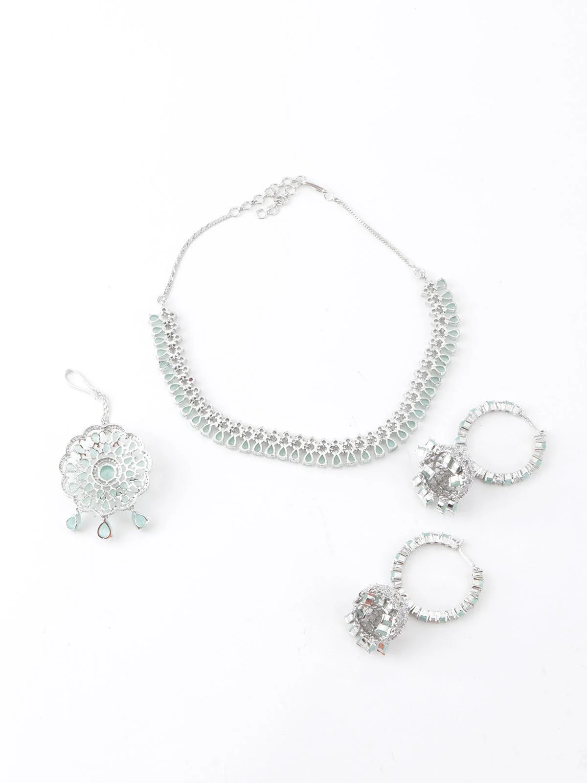 Odette Women Elegant Green Sober Necklace Set - Image 7