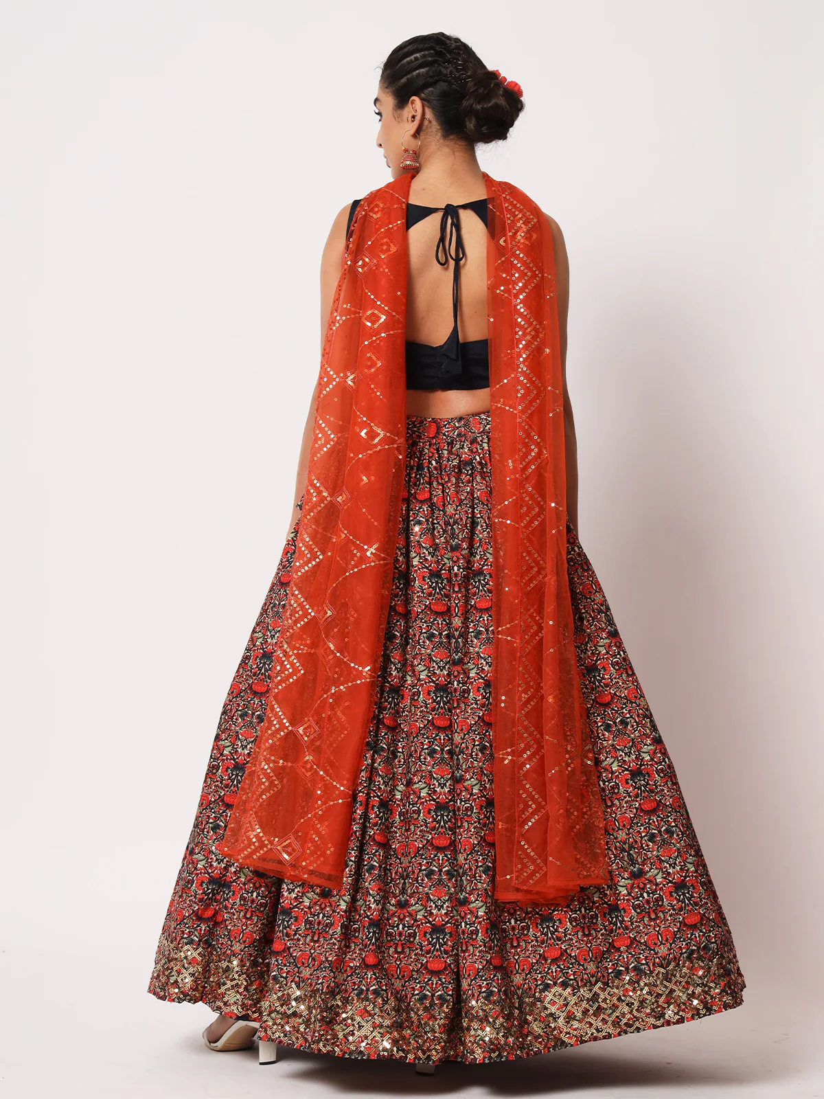 Odette Women Elegant Multicolor Art Silk Semi-Stitched Lehenga Choli - Image 3