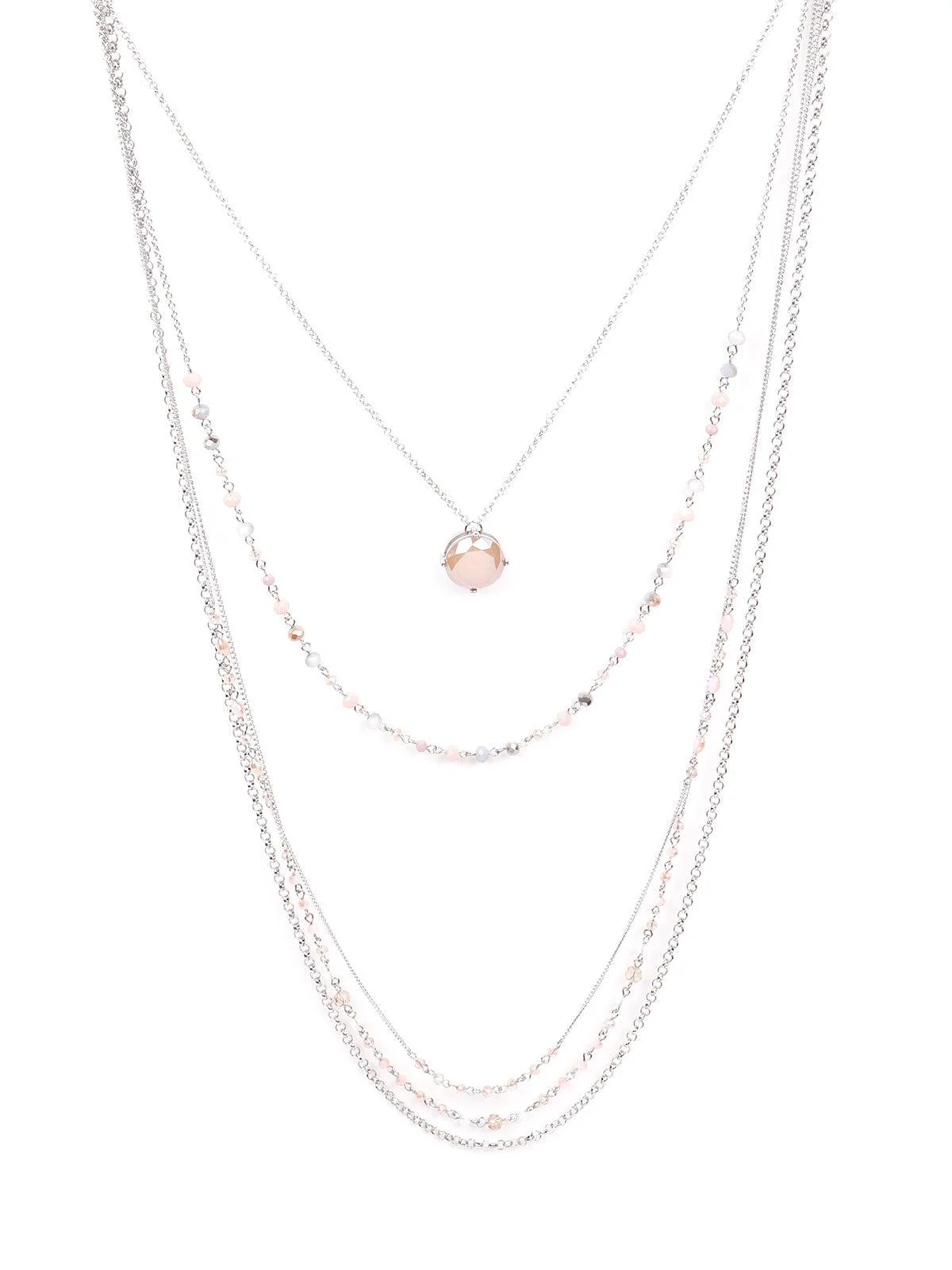 Odette Women Elegant Multilayered Soft Pink Necklace
