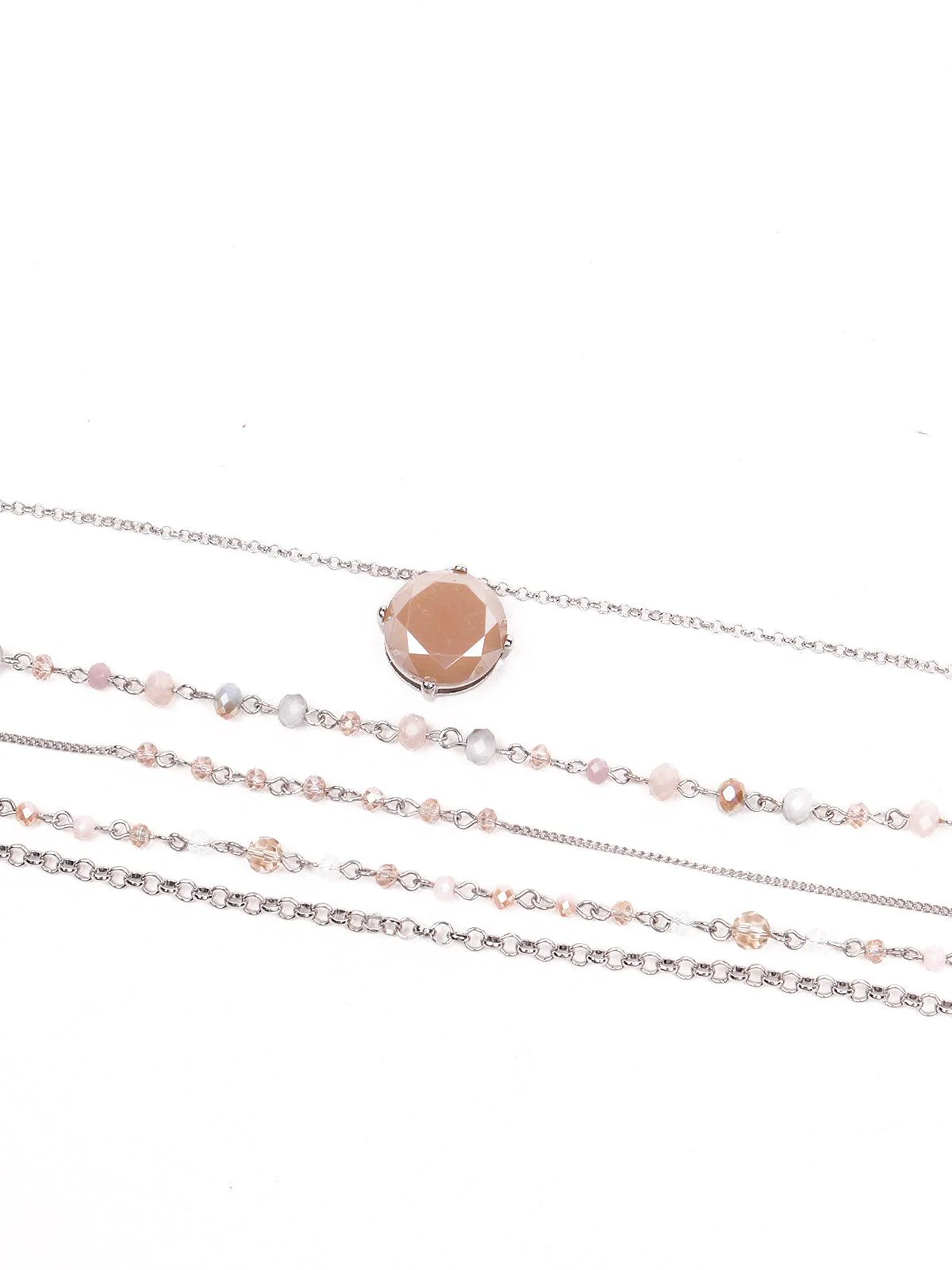 Odette Women Elegant Multilayered Soft Pink Necklace - Image 2