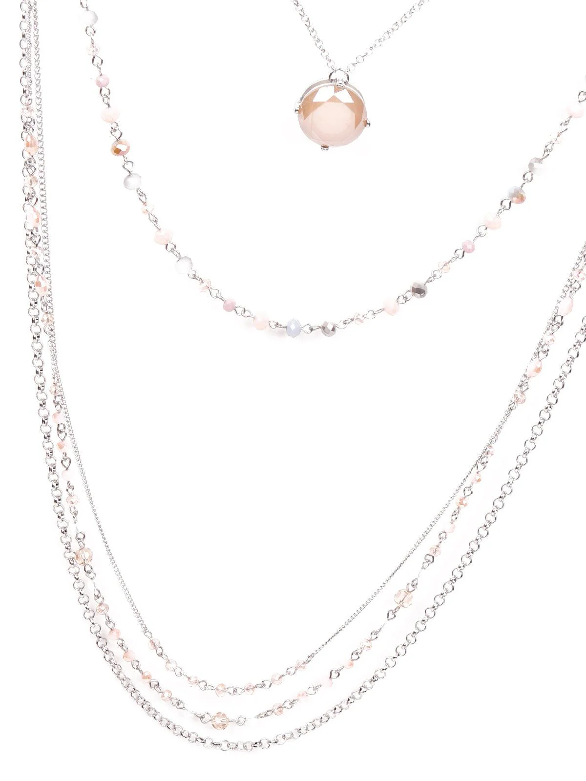 Odette Women Elegant Multilayered Soft Pink Necklace - Image 3