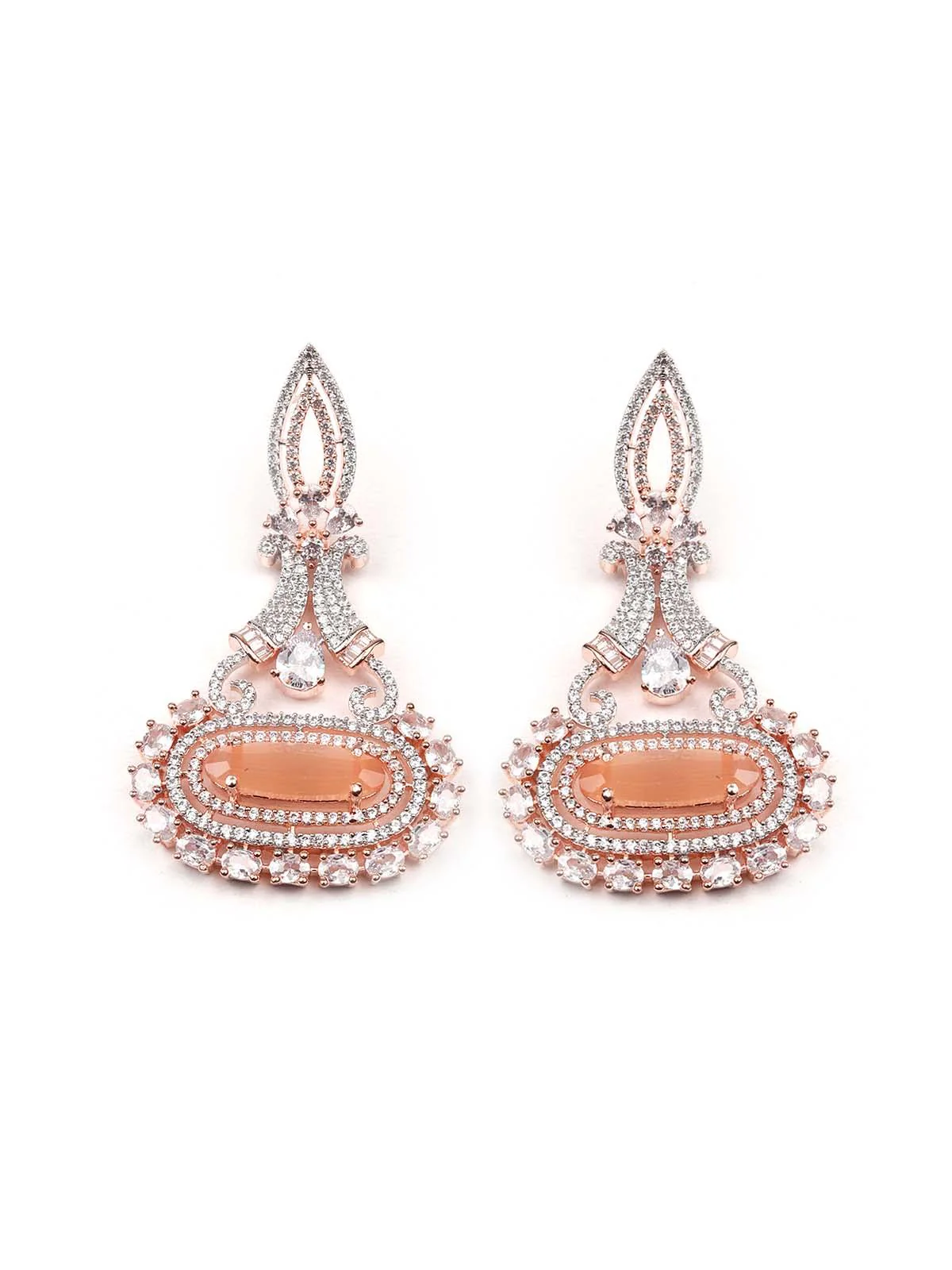 Odette Women Elegant Stunning Peach Dangle Earrings - Image 3