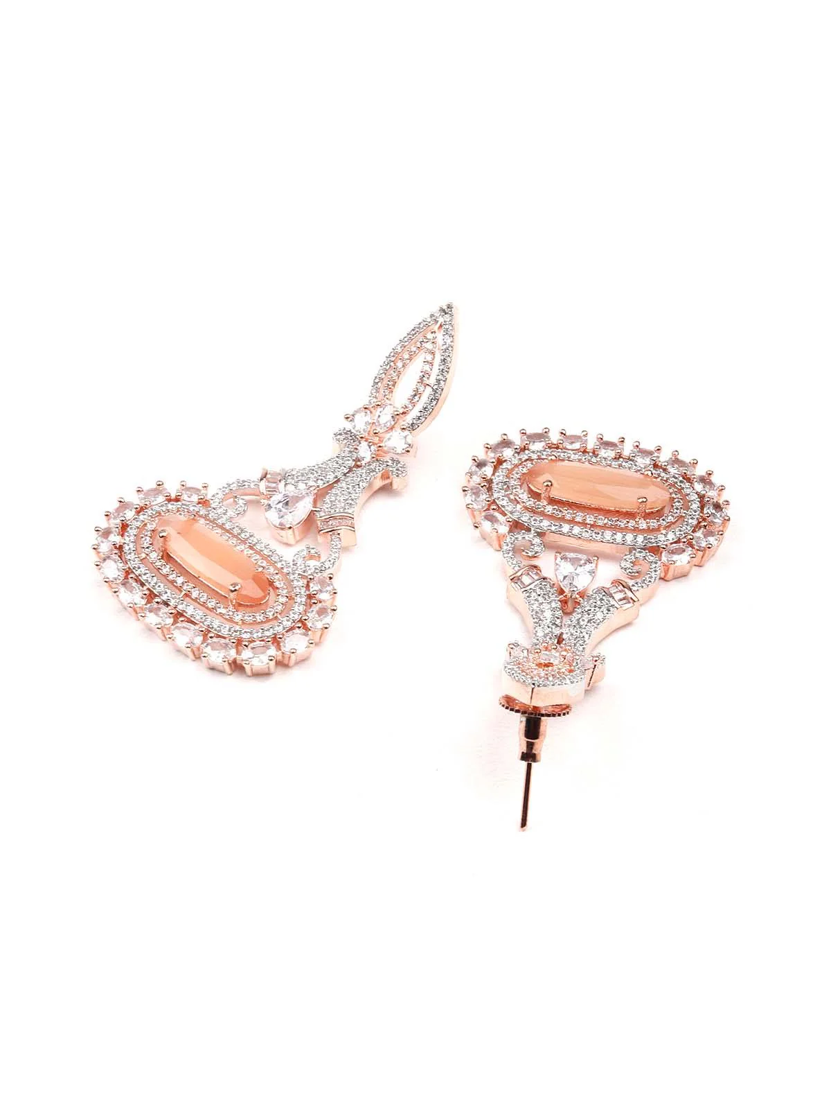 Odette Women Elegant Stunning Peach Dangle Earrings - Image 6