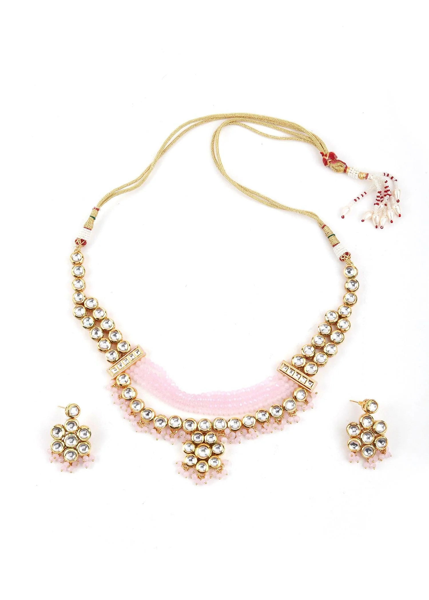 Odette Women Elegant Pink Floral Necklace Set - Image 3