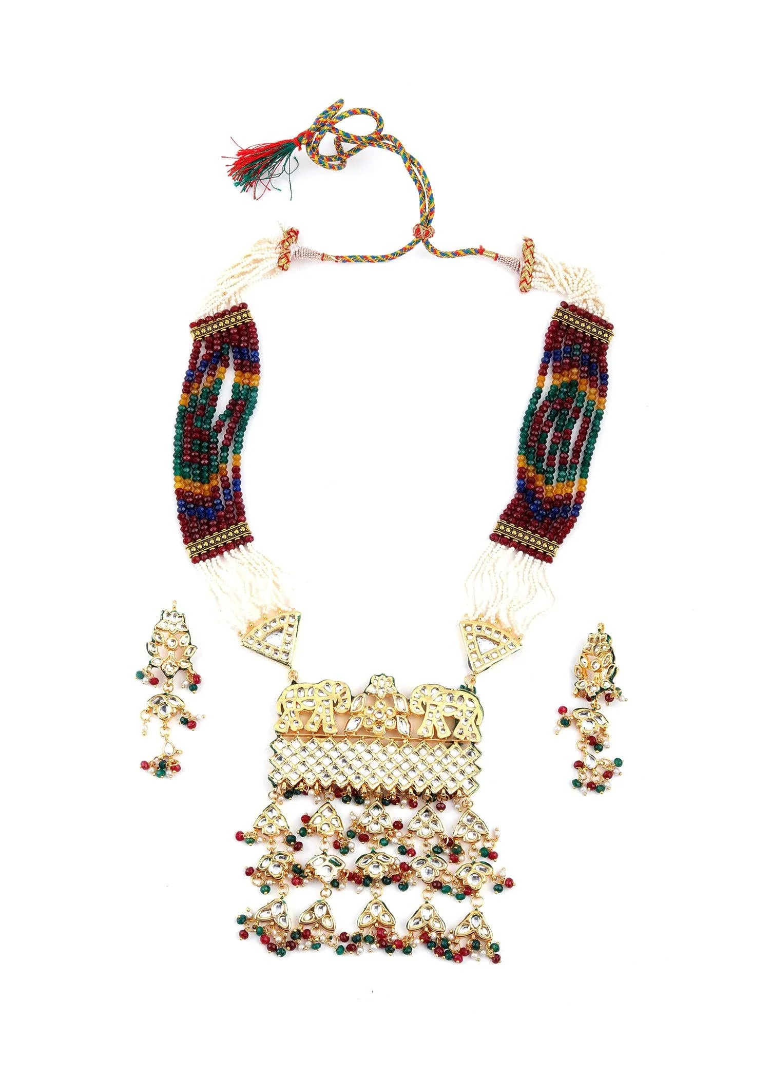 Odette Women Elite Multicolor Rani Haar Necklace Set - Image 3