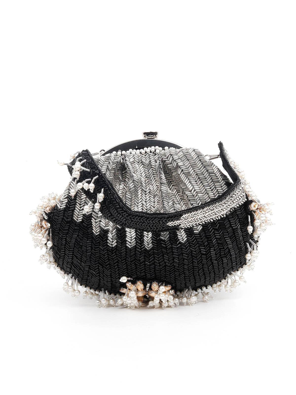 Odette Women Embellished Black Batua Bag - Image 3