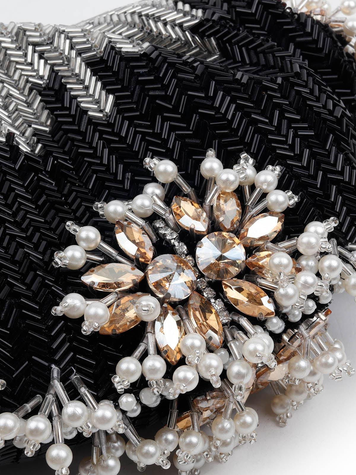 Odette Women Embellished Black Batua Bag - Image 7