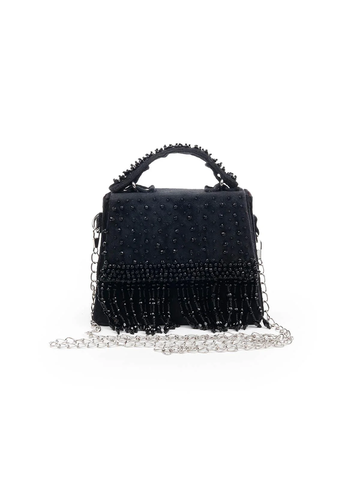 Odette Embellished Black Clutch For Women - Image 3