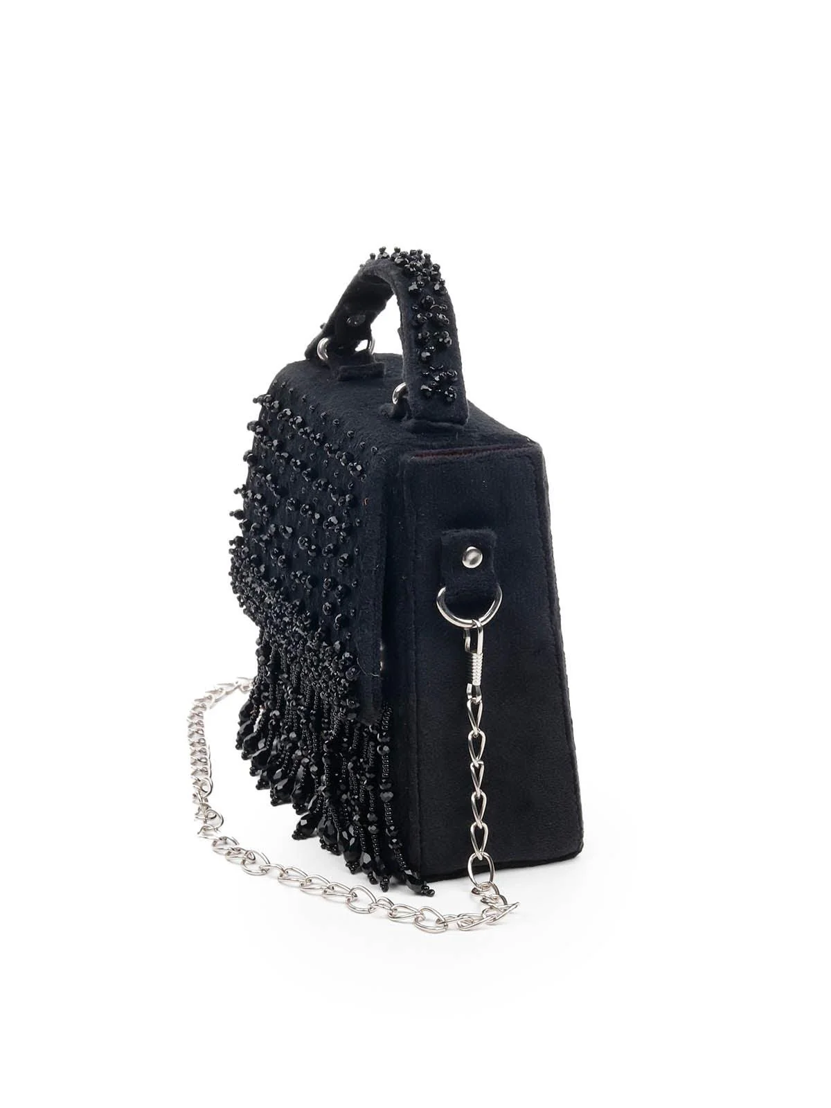 Odette Embellished Black Clutch For Women - Image 4