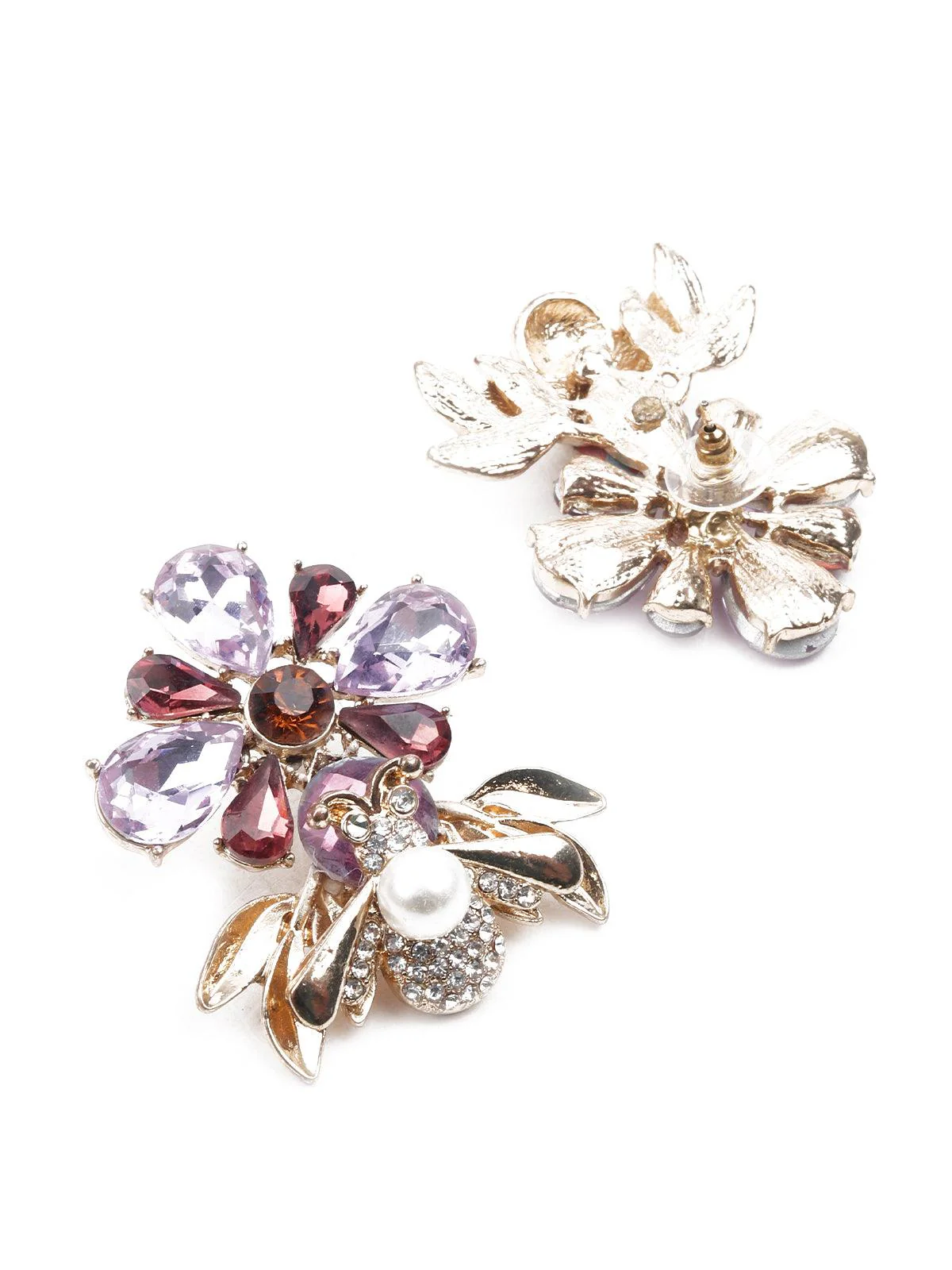 Odette Women Embellished Multicoloerd Stud Earrings - Image 3