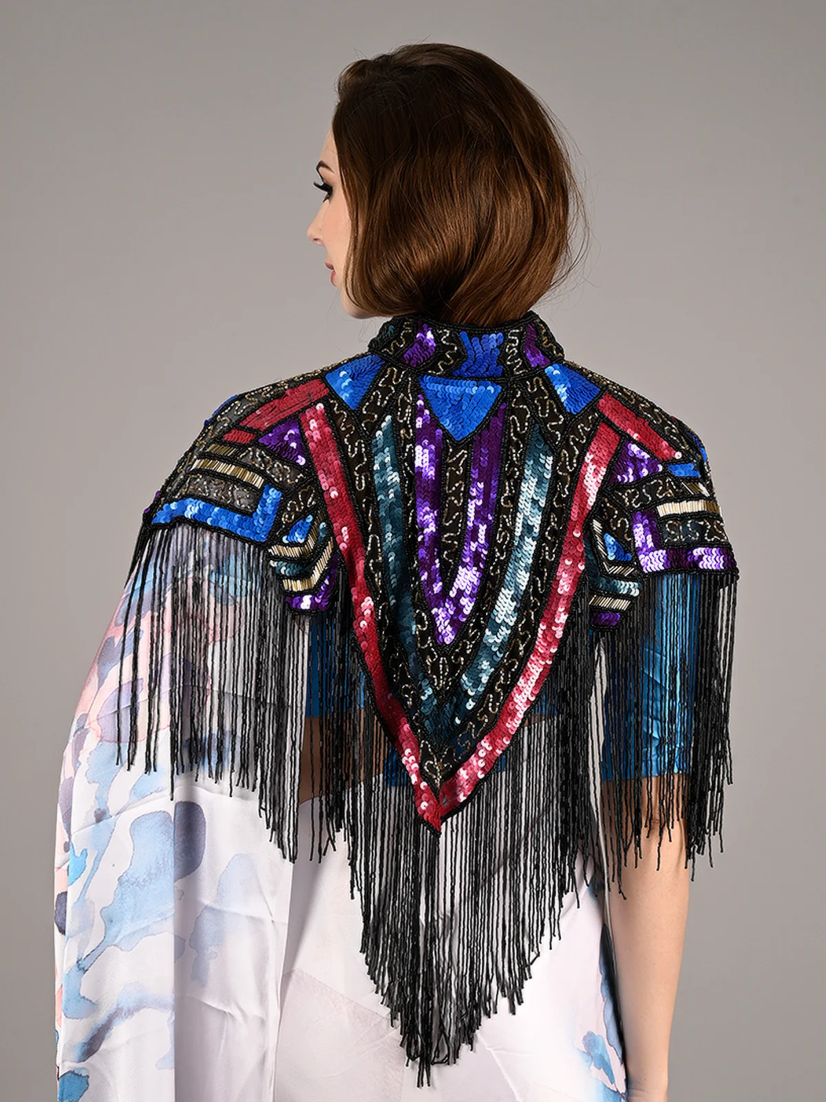 Odette Women Multicolour Velvet Cape - Image 3