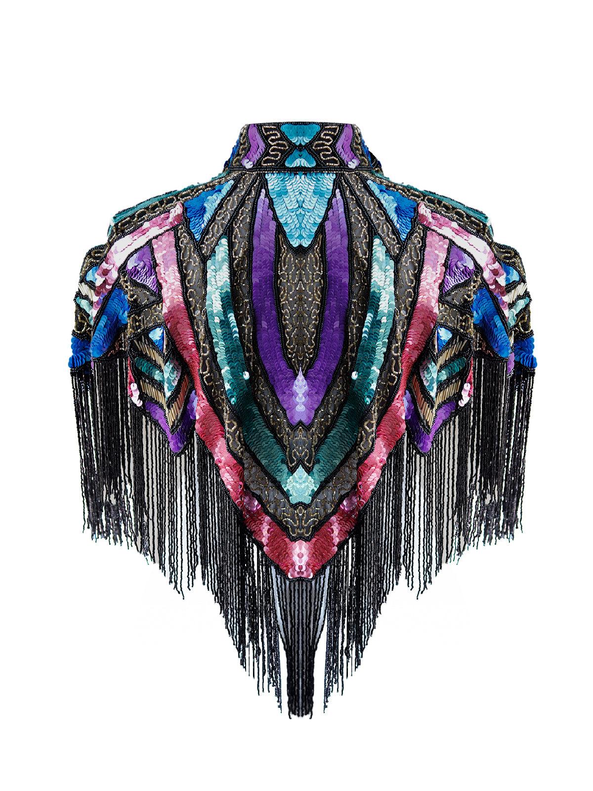 Odette Women Multicolour Velvet Cape - Image 6