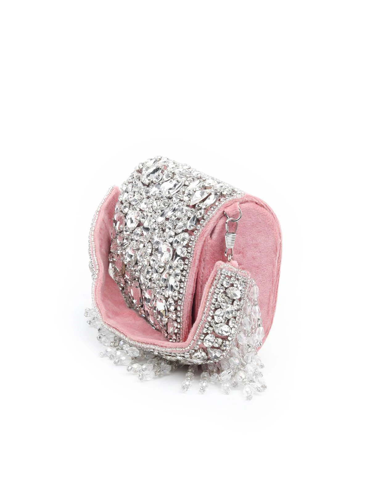 Odette Embellished Pink Clutch For Women - Image 4