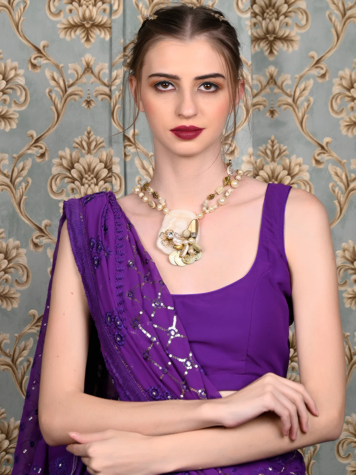 Odette Women Embellished Western Necklace Set - Image 2