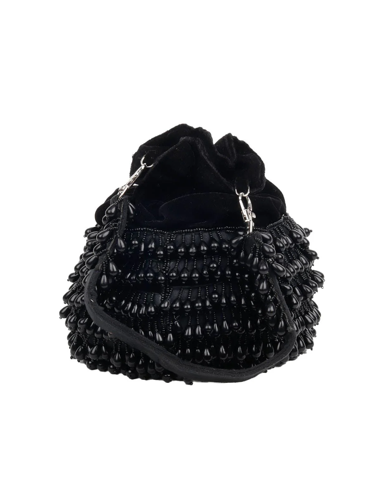 Odette Women Embroidered Black Potli Bag - Image 4