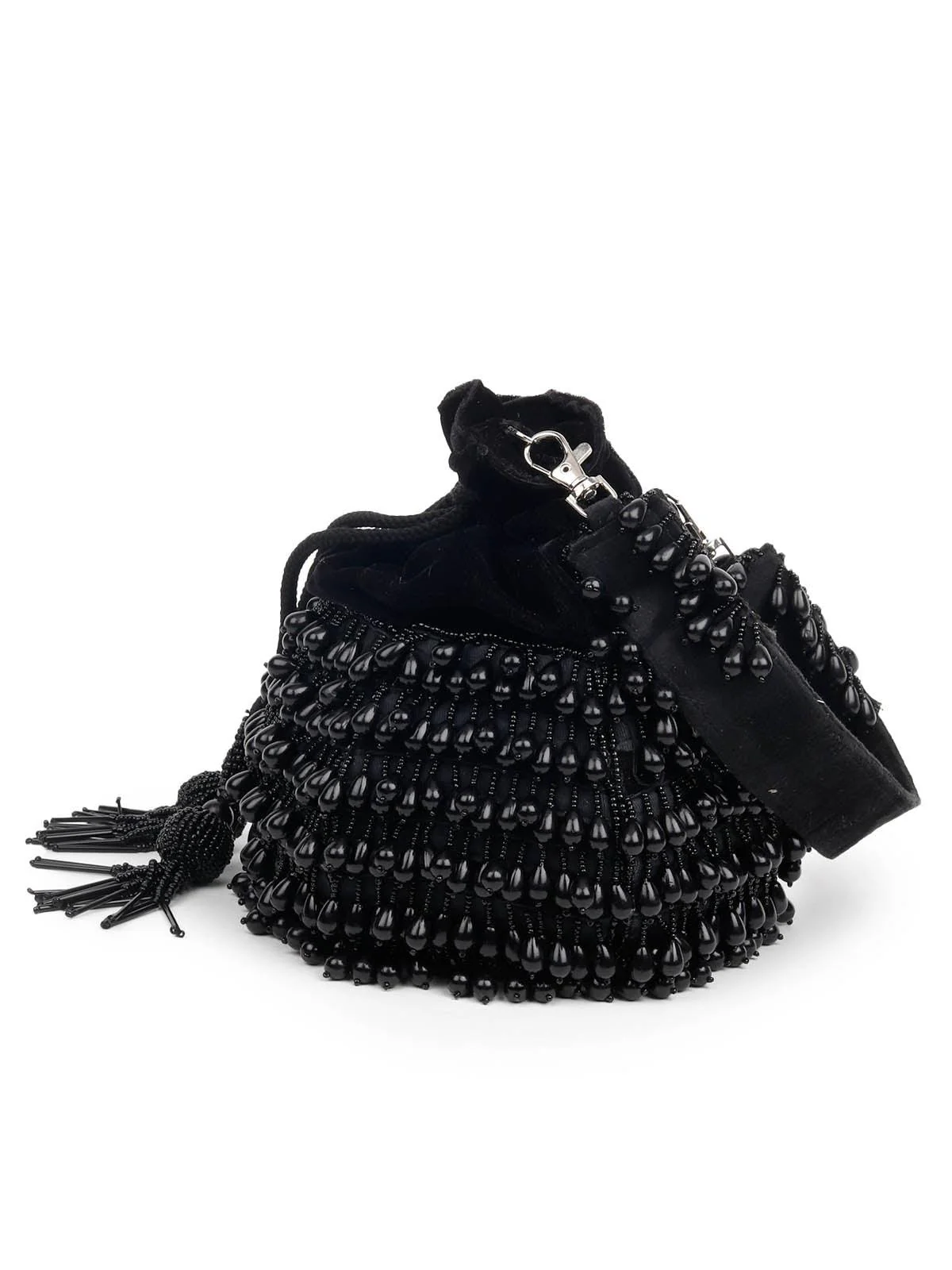 Odette Women Embroidered Black Potli Bag - Image 5
