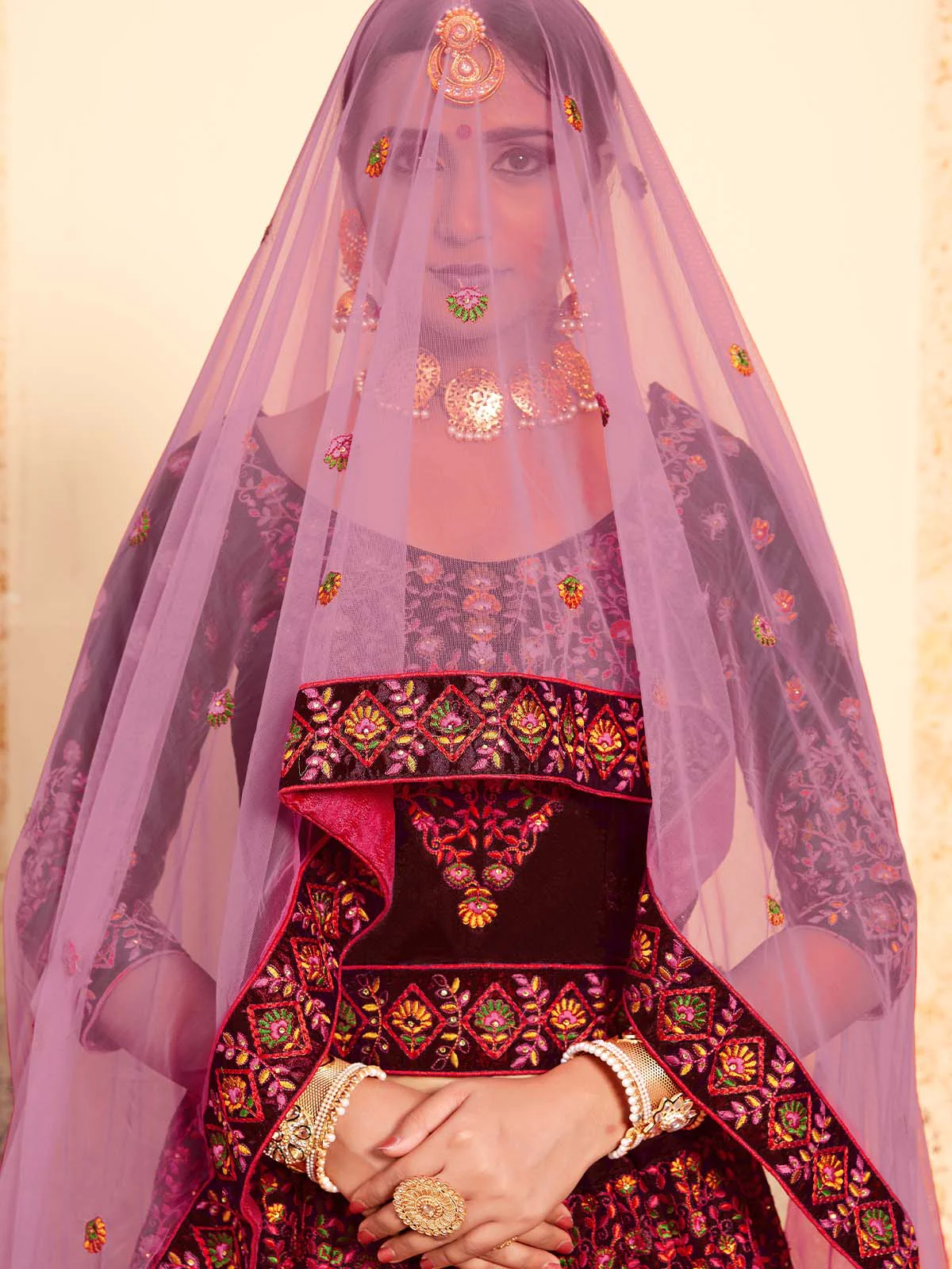 Odette Women Embroidered Modern Maroon Semi Stitched Lehenga With Unstitched Blouse - Image 4