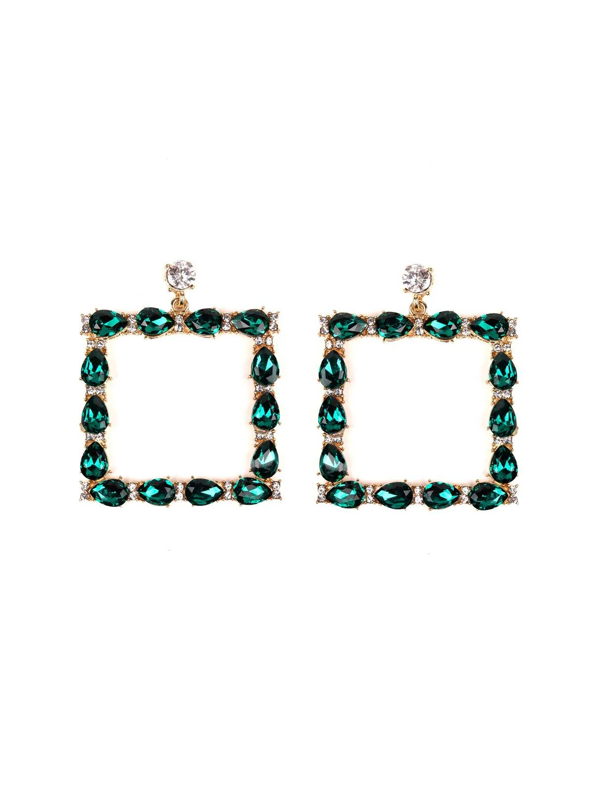 Odette Women Green Metal Earrings - Image 3