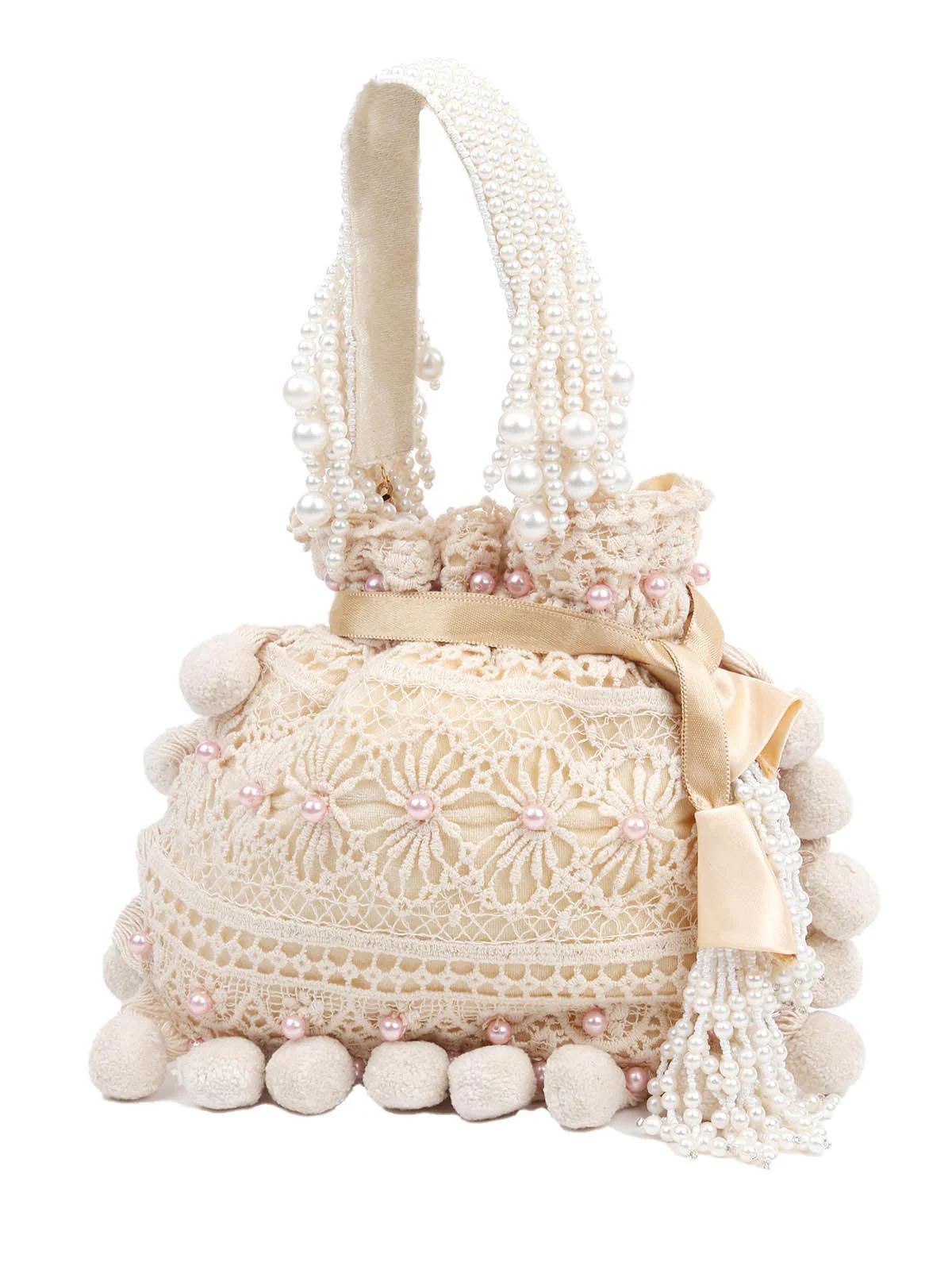 Odette Women Envy My Embroidered Cream Potli Bag - Image 3