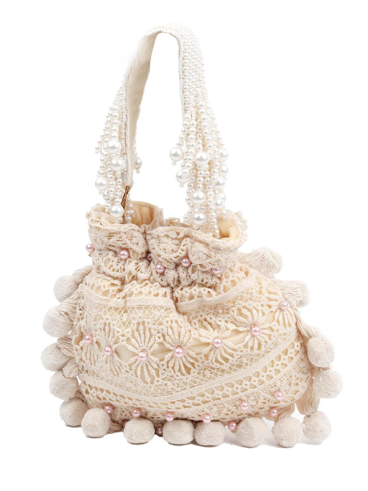 Odette Women Envy My Embroidered Cream Potli Bag - Image 5