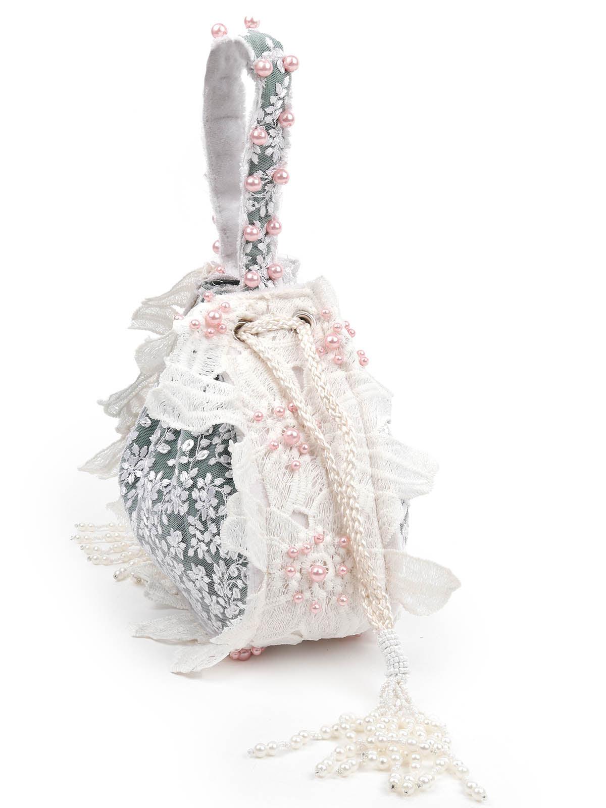 Odette Women Envy My Embroidered Green Potli Bag - Image 5