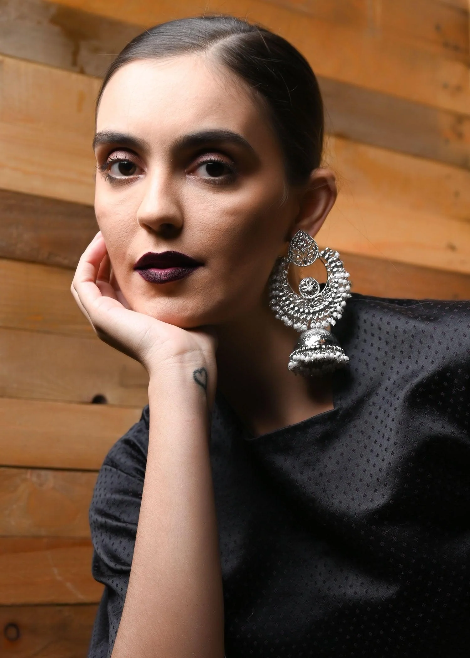 Odette Women Ethnic Silver White Beaded Jhumka - Image 2